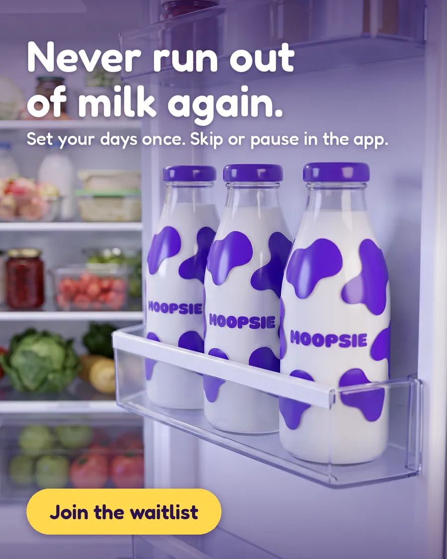 Ad: Never run out of milk again, with a Join the waitlist button