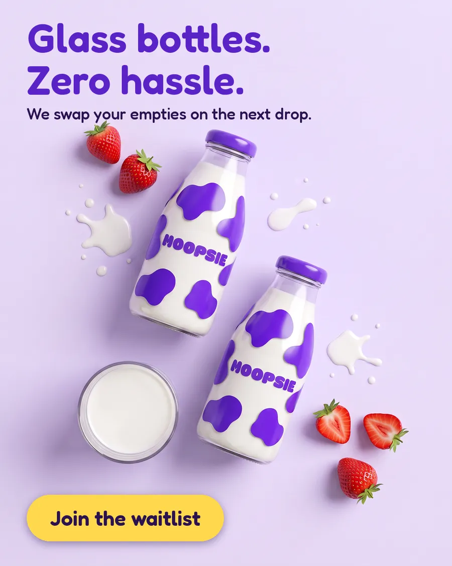 Ad: Glass bottles. Zero hassle. We swap your empties on the next drop