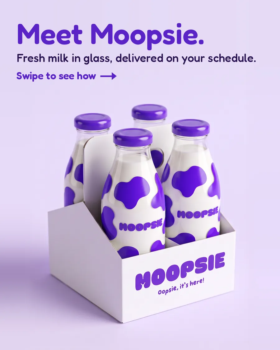 Carousel opener: Meet Moopsie, fresh milk in glass delivered on your schedule